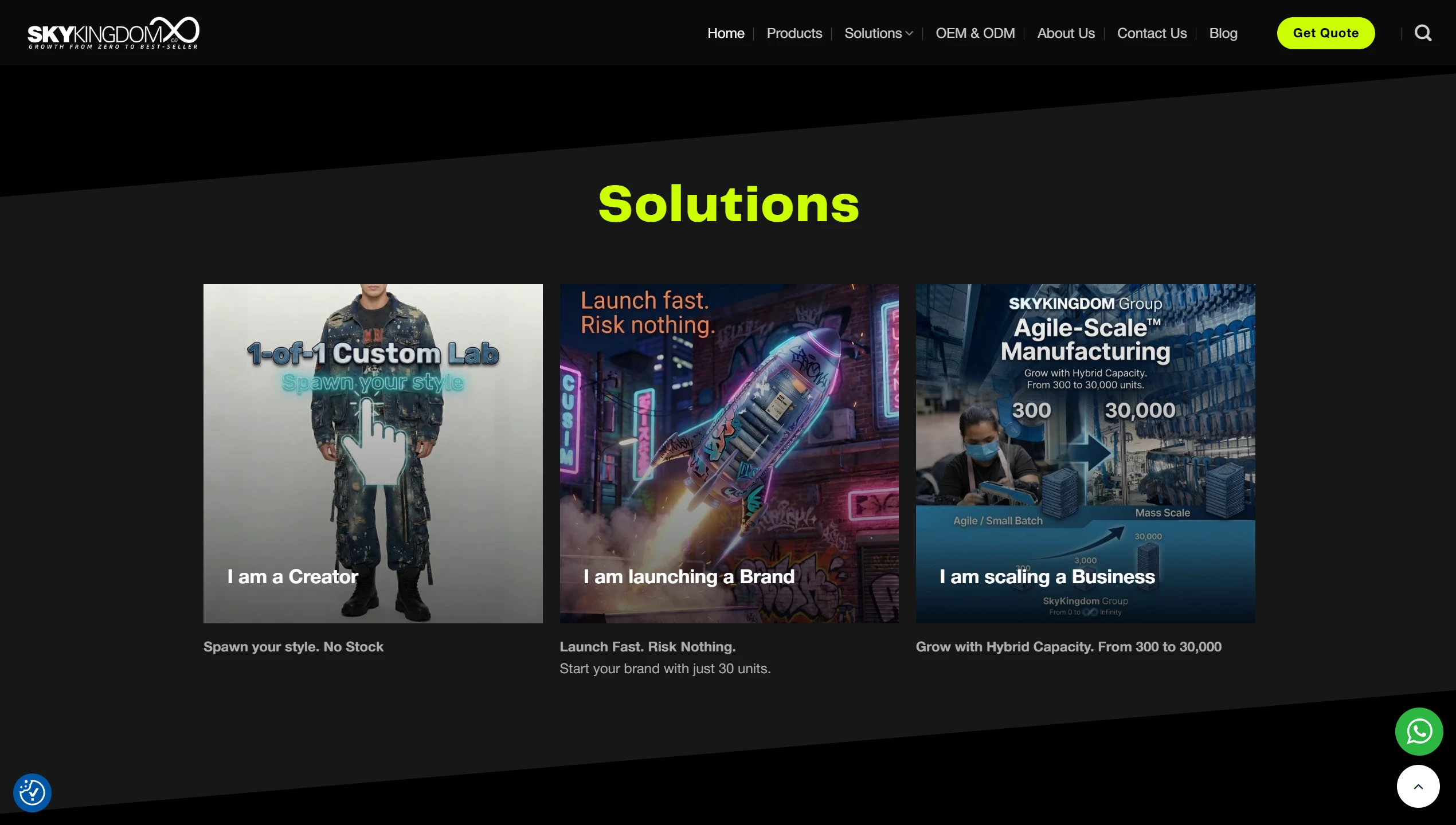 screenshot of the redesigned sky kingdom website (2)