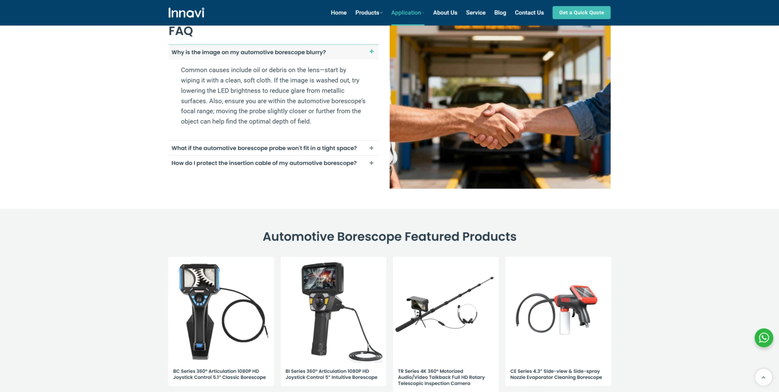 industrial borescope manufacturer website design case