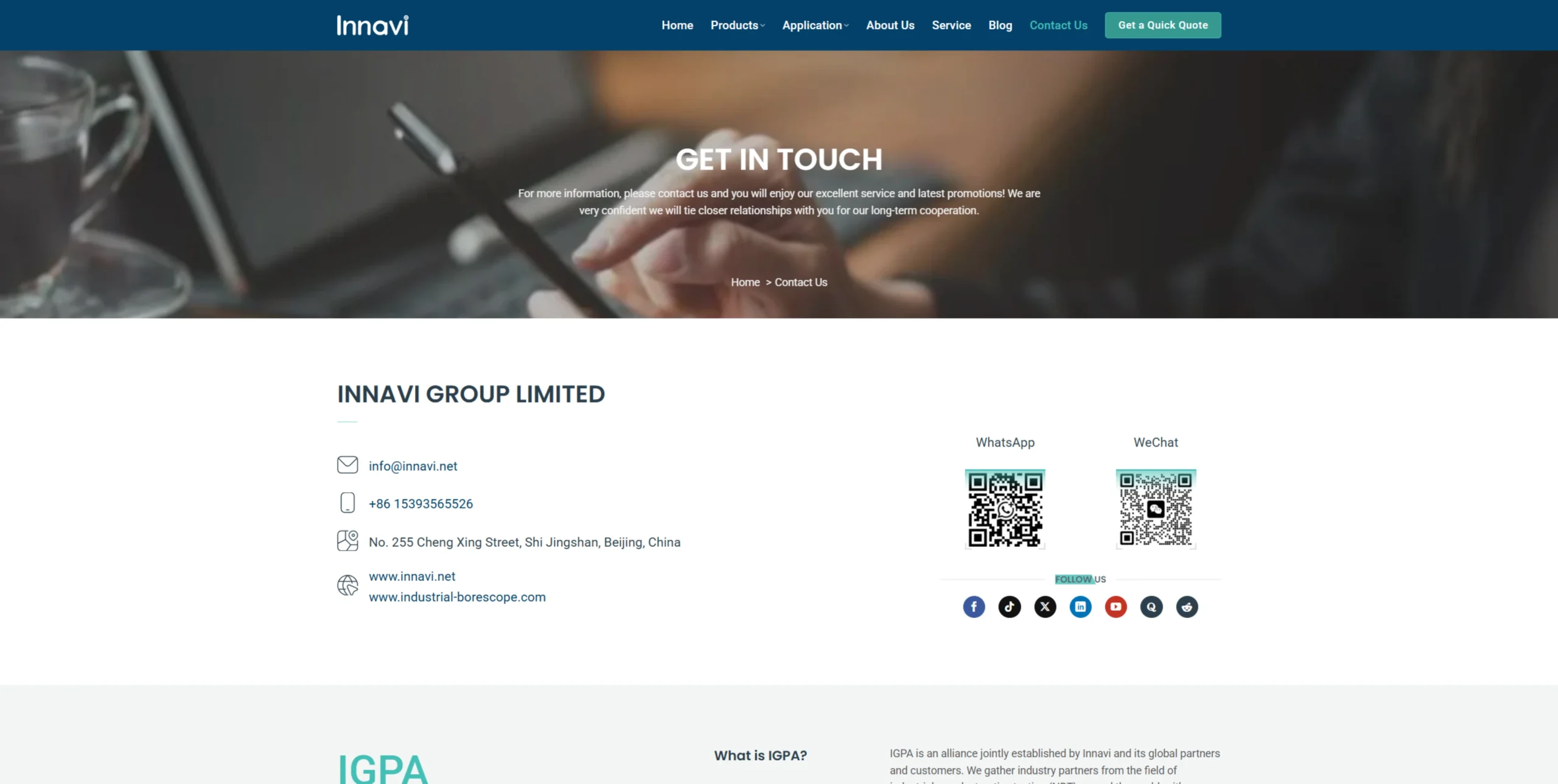 video borescope product page layout